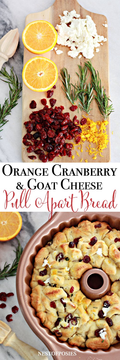 Orange Cranberry and Goat Cheese Pull Apart Bread