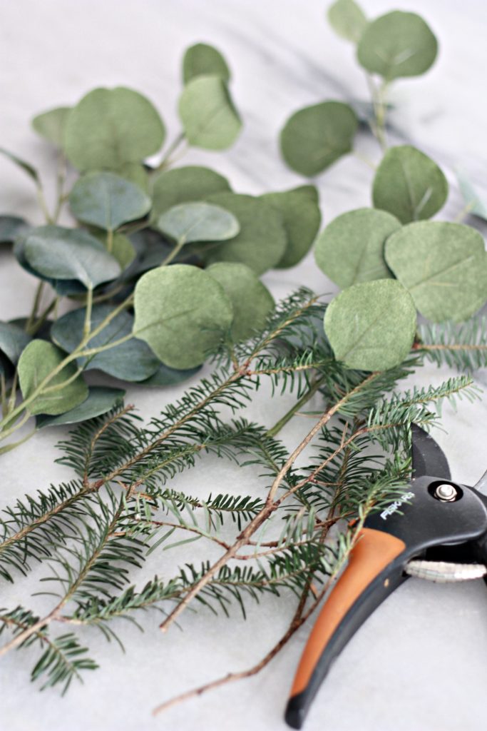 Frosted Evergreen Christmas Mantel