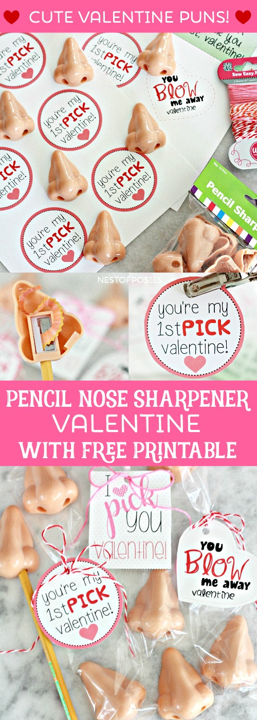 Pencil Nose Sharpener Valentine with Free Printable
