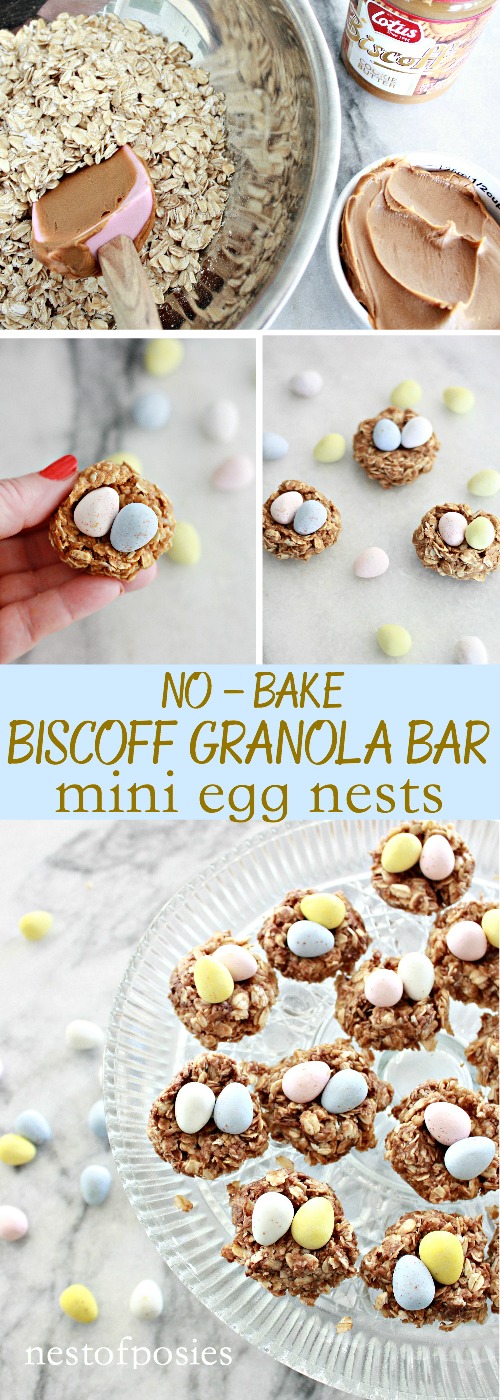 No Bake Biscoff Granola Bar Egg Nests