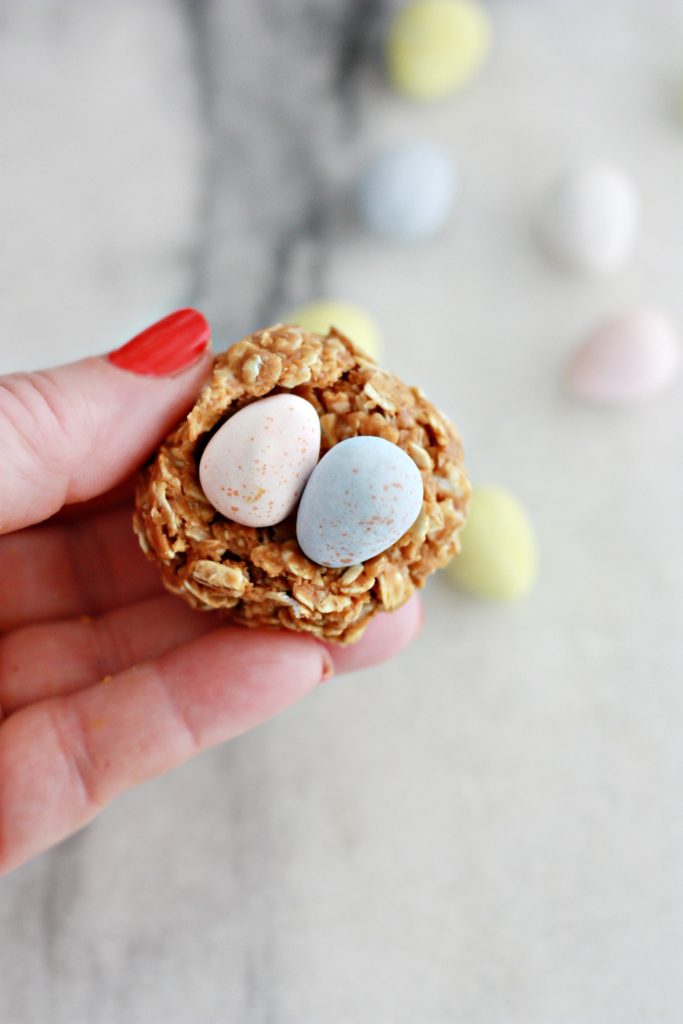 No Bake Biscoff Granola Bar Egg Nests