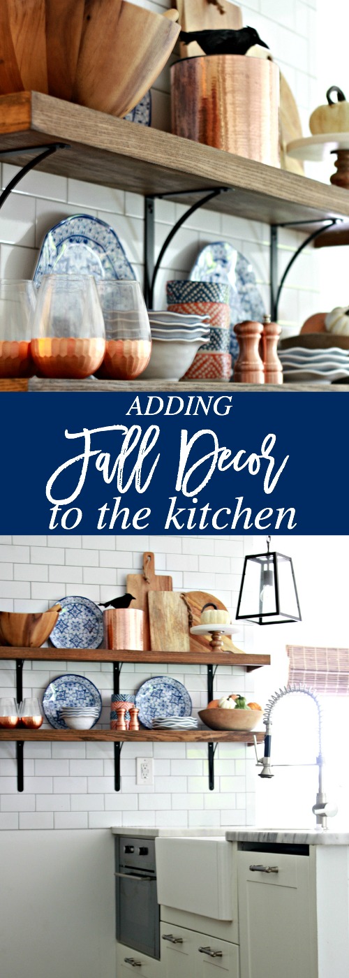 Adding Fall Decor to our Open Shelving in the Kitchen