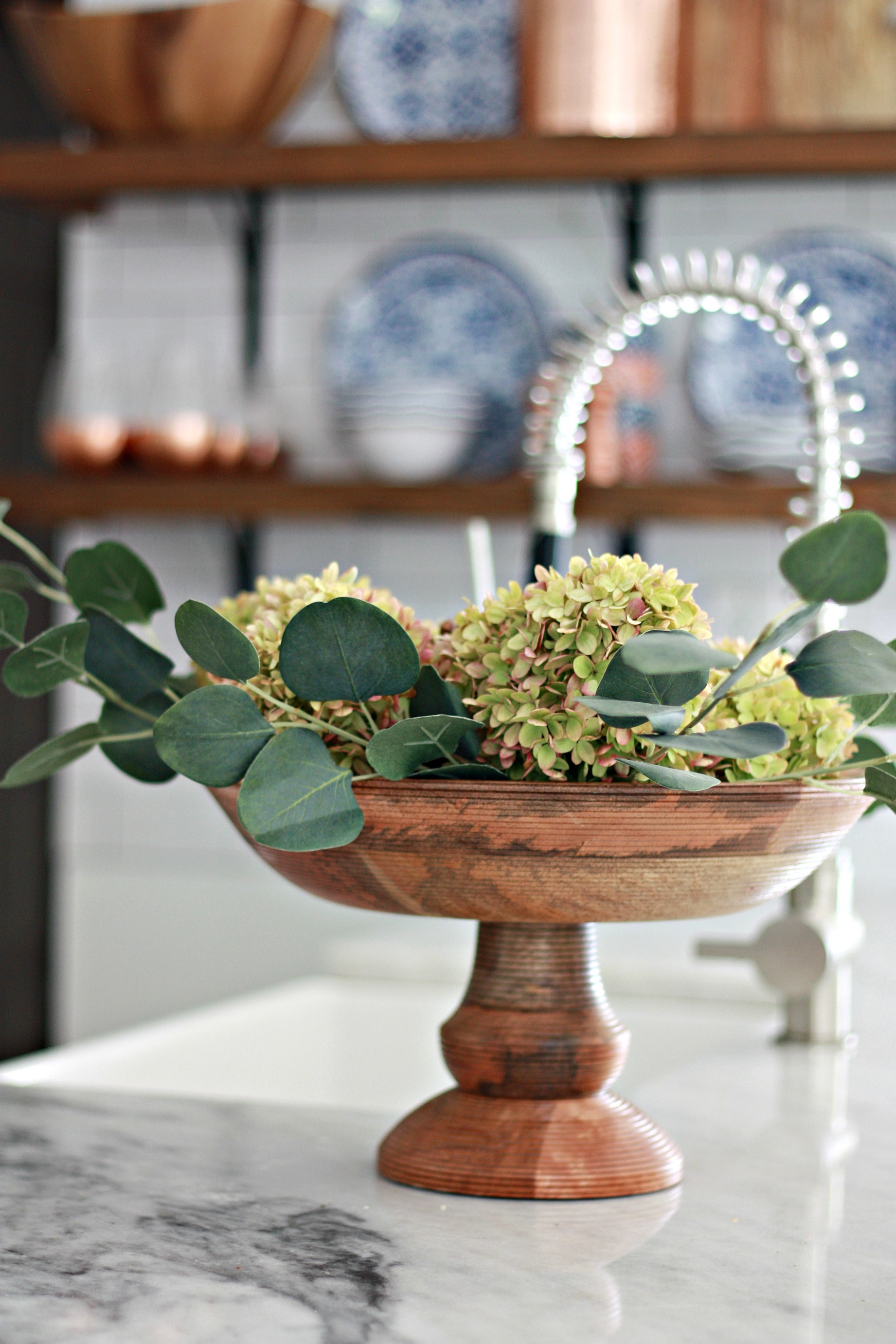 Adding Fall Decor to our Open Shelving in the Kitchen