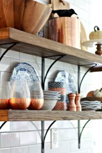 Adding Fall Decor to our Open Shelving in the Kitchen