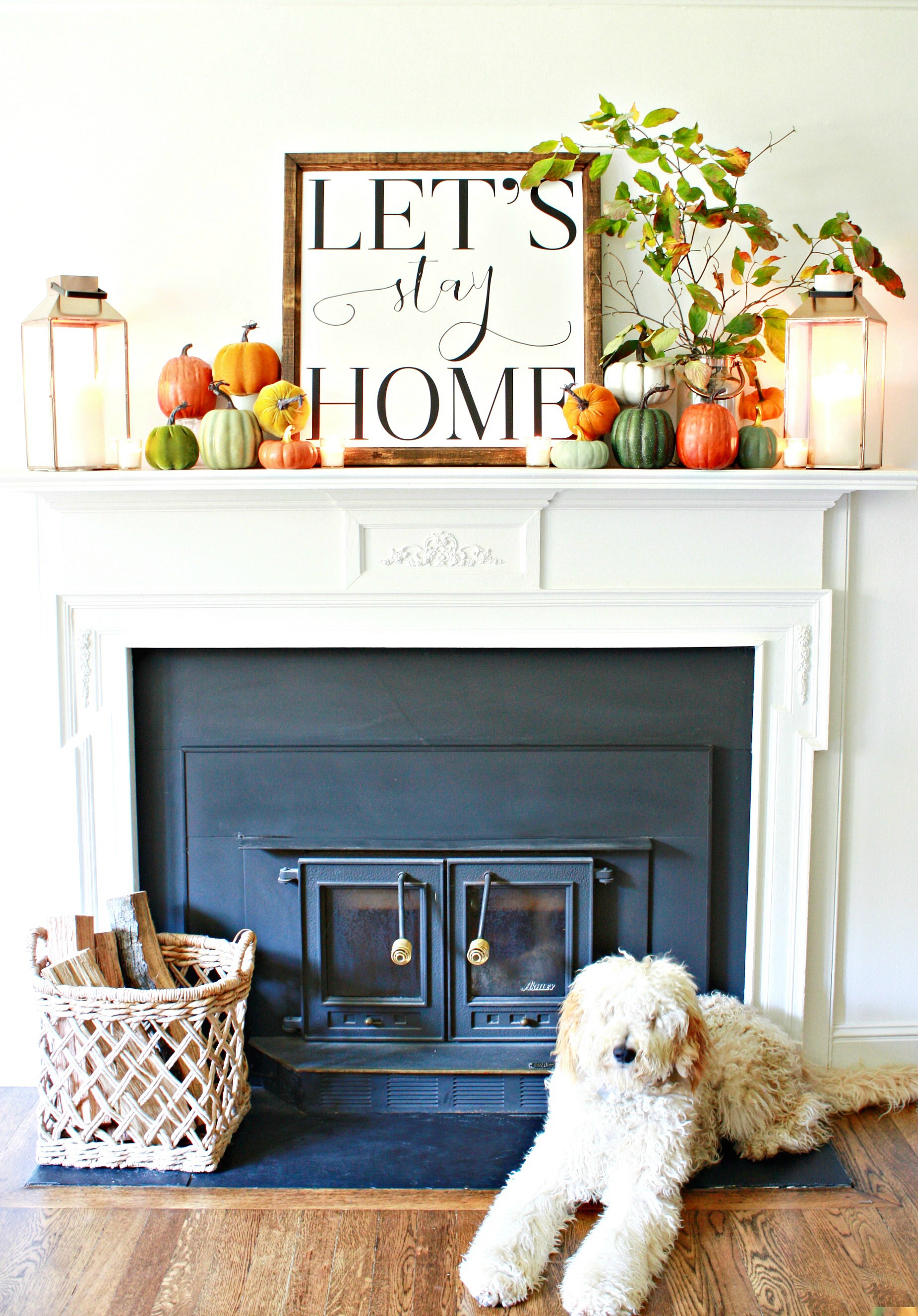 Let's Stay Home Fall Mantel