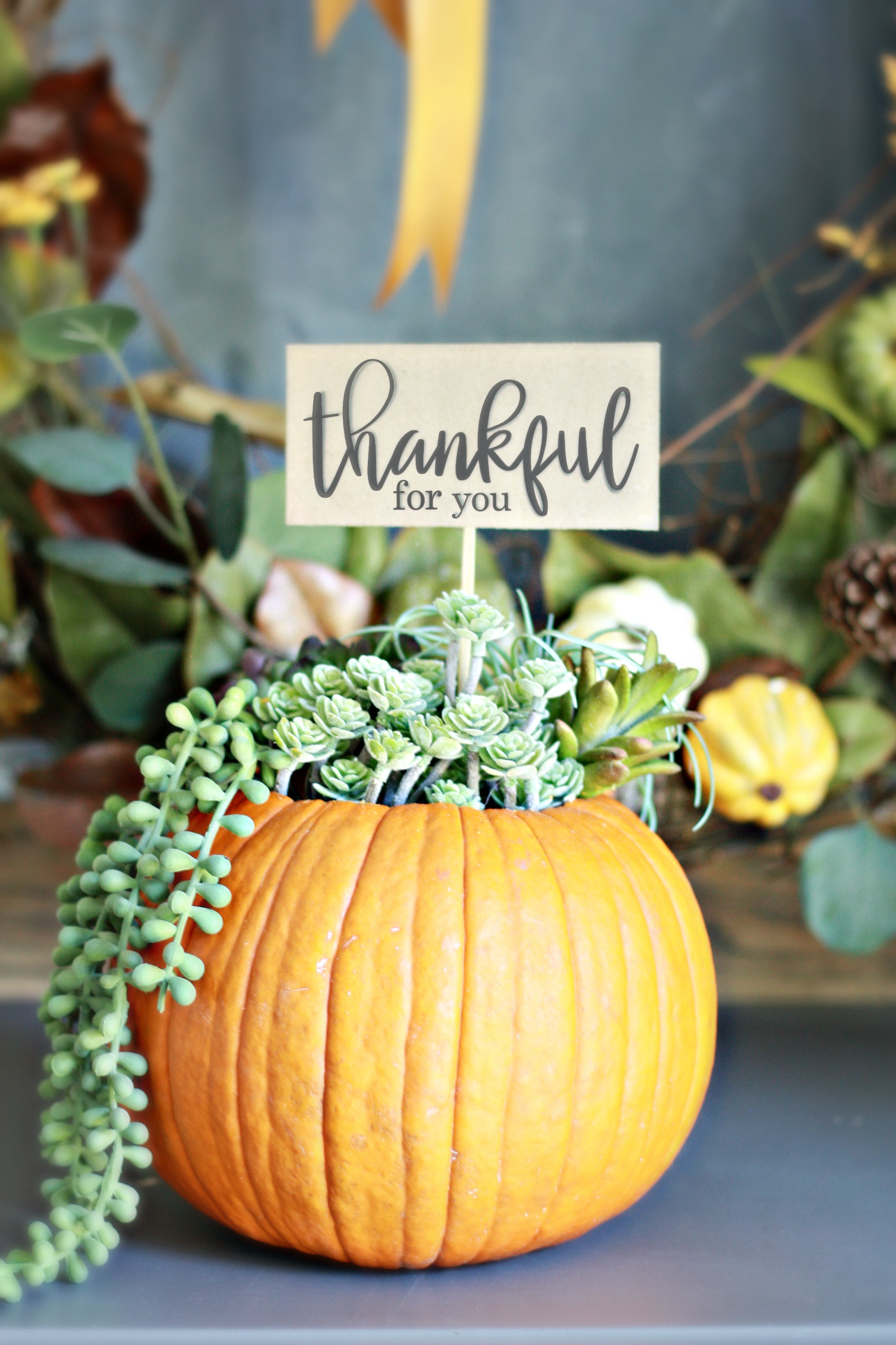 Black and White Grateful Thankful Blessed Tags with Autumn Floral