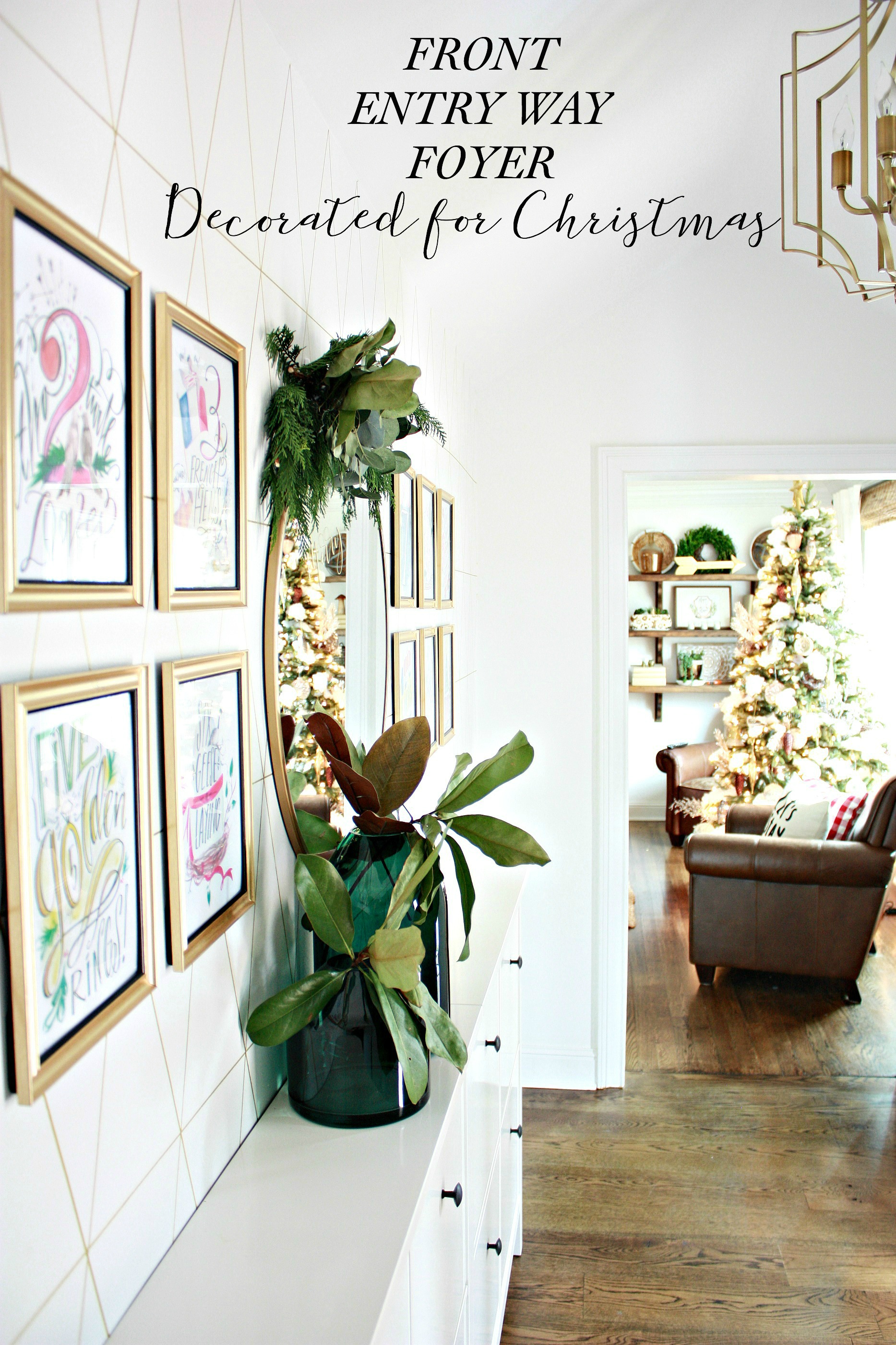 Front Entry Way Foyer Decorated for Christmas