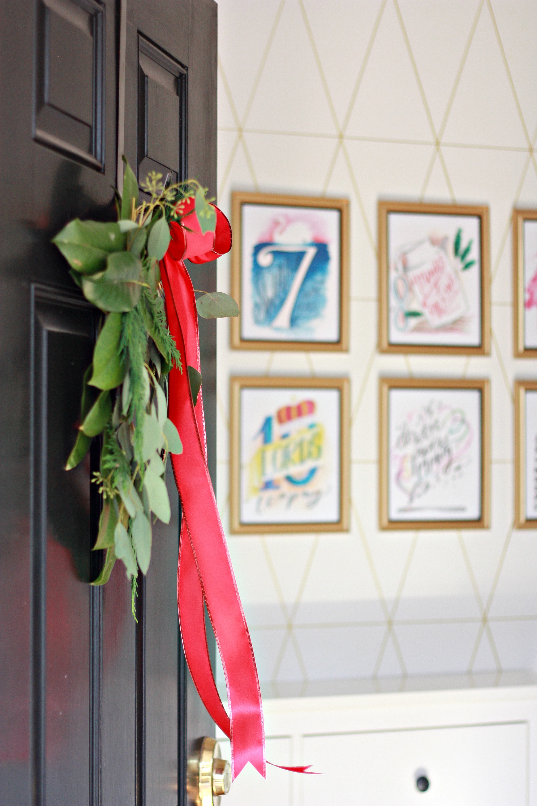 Front Entry Way Foyer Decorated for Christmas