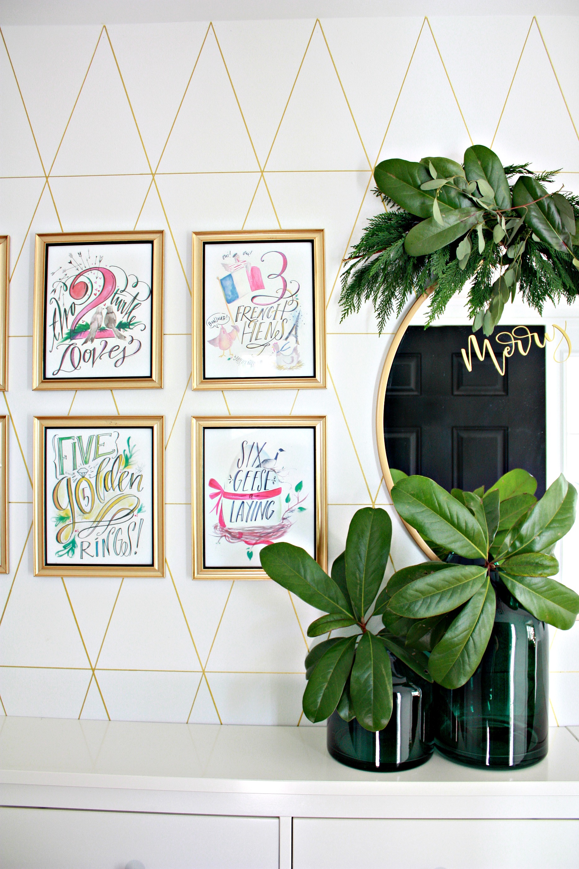 Front Entry Way Foyer Decorated for Christmas