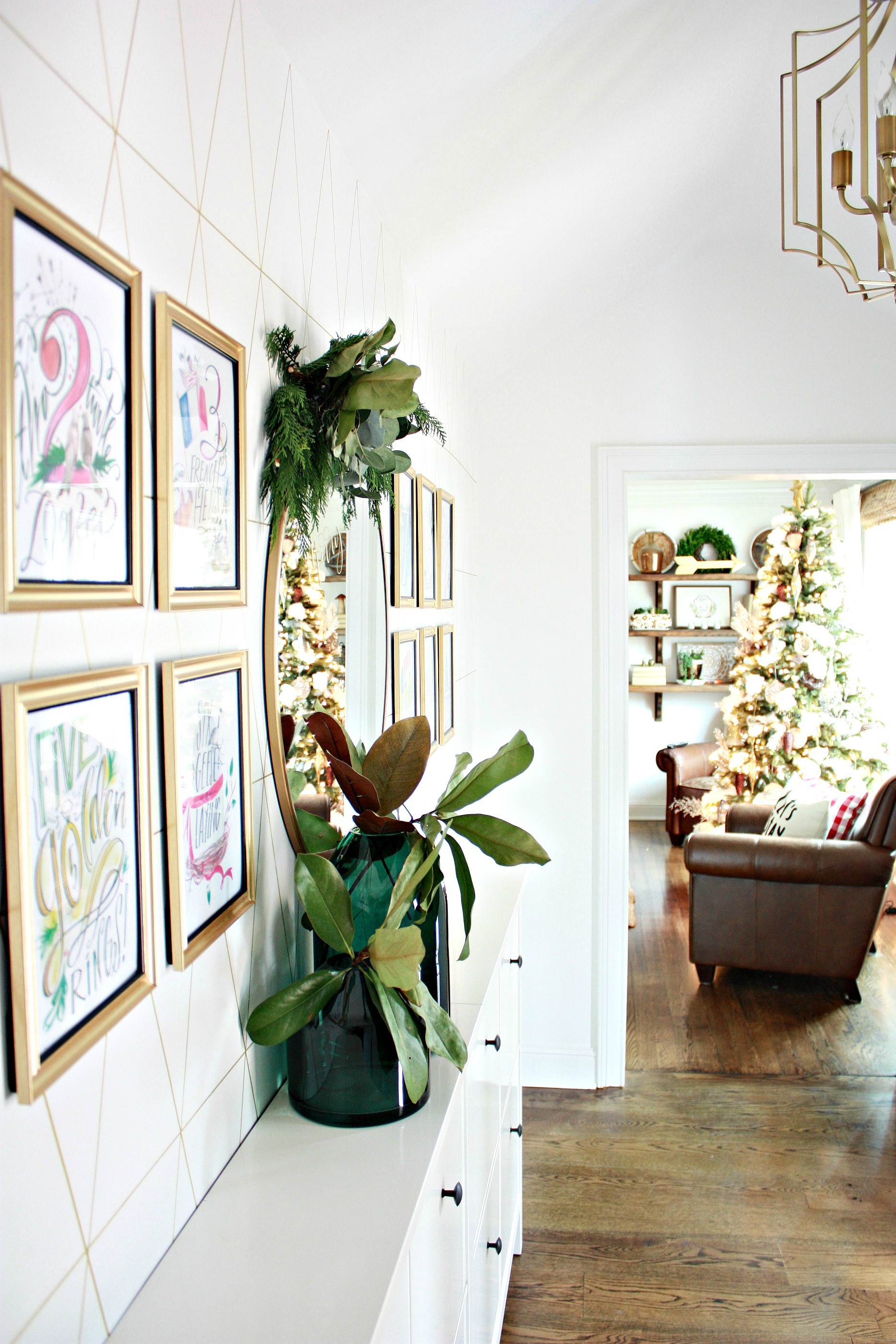 Front Entry Way Foyer Decorated for Christmas