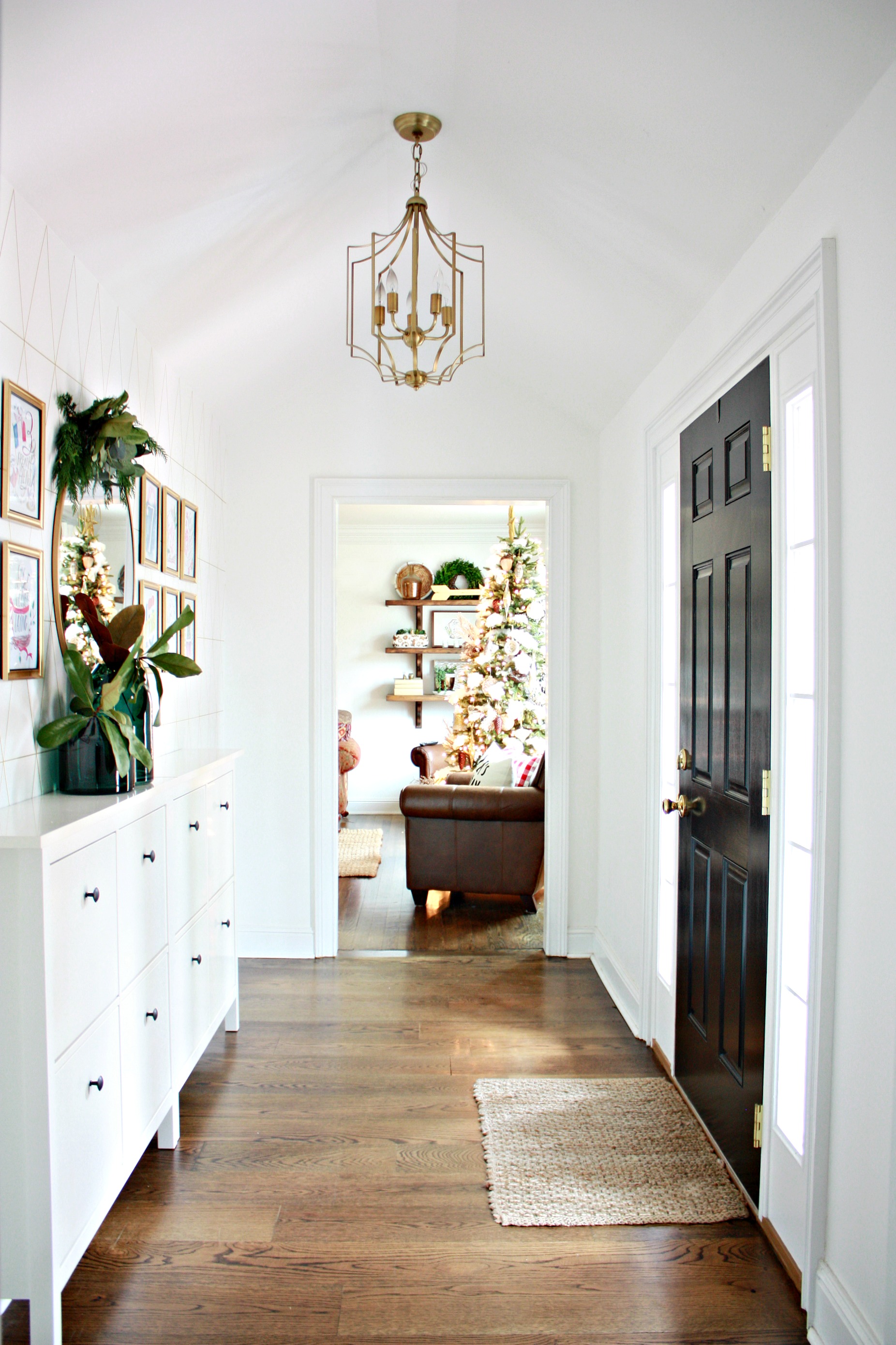 Front Entry Way Foyer Decorated for Christmas