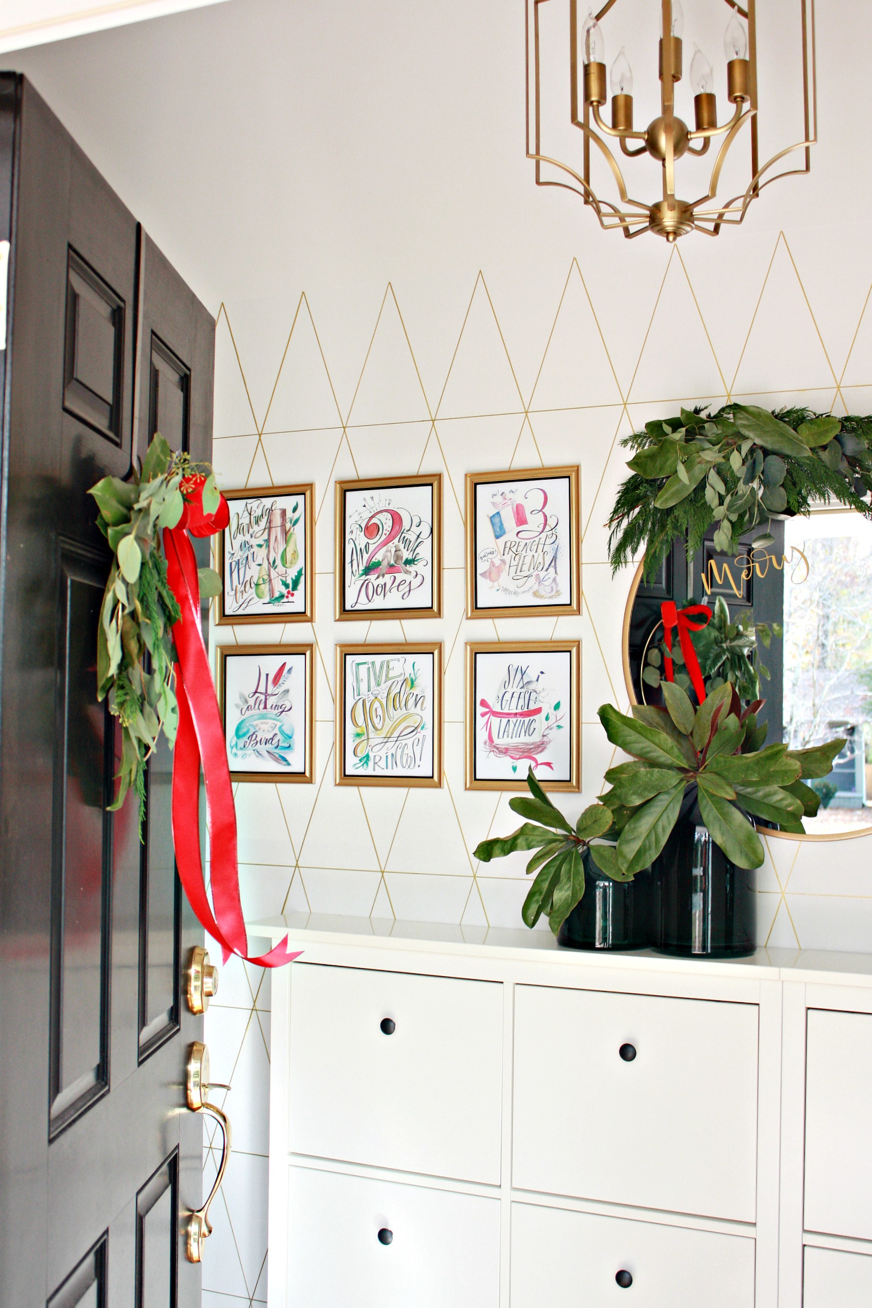 Front Entry Way Foyer Decorated for Christmas