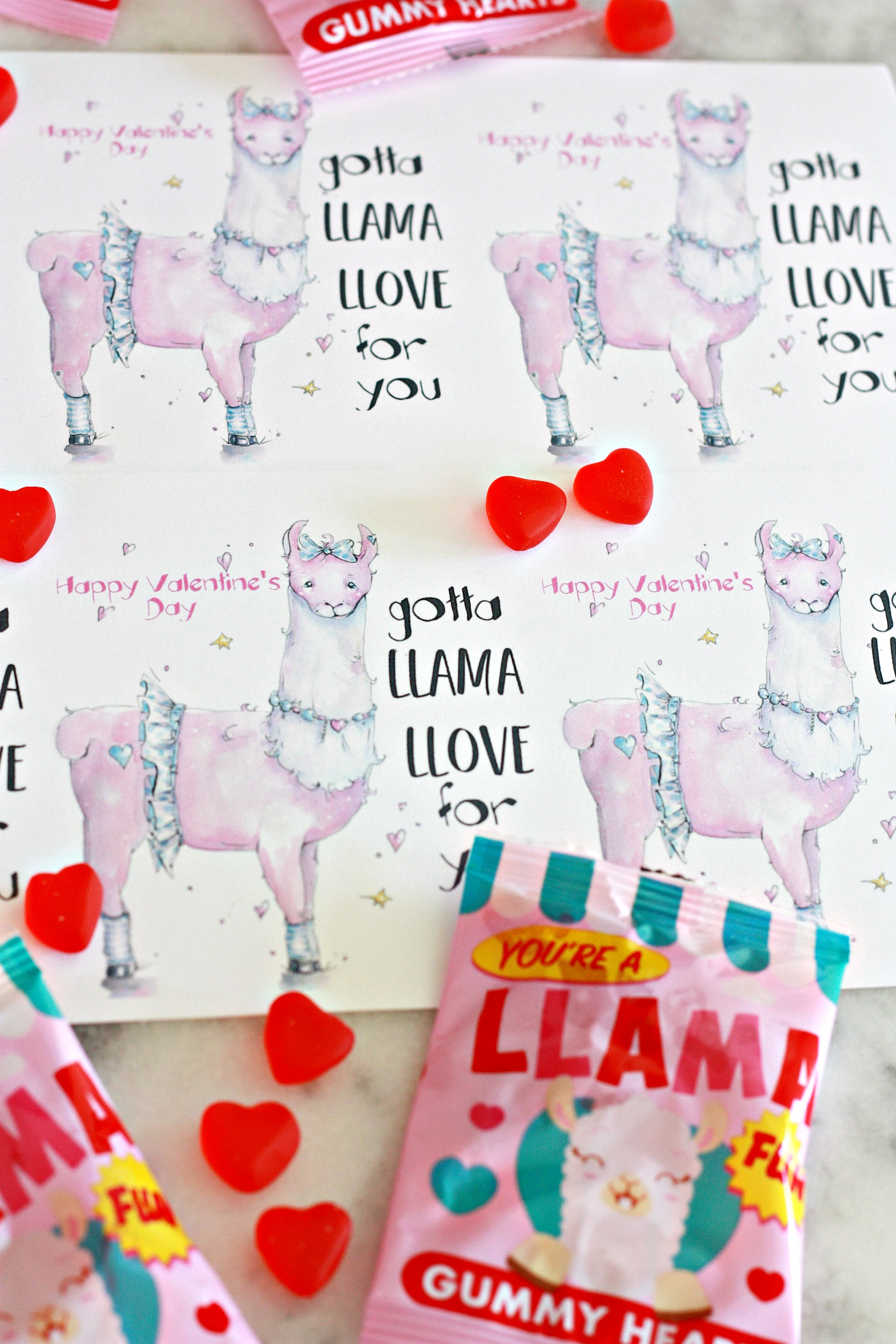 Llama Llove Valentine Card Printable