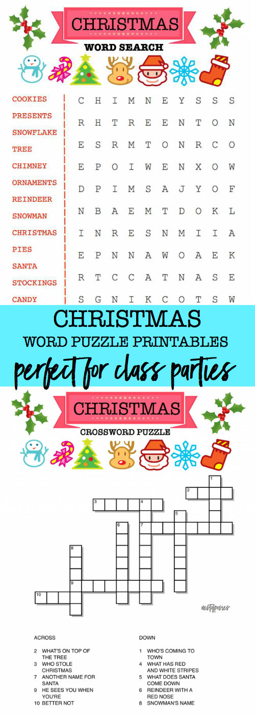 Christmas Word Puzzle Printables for Kids