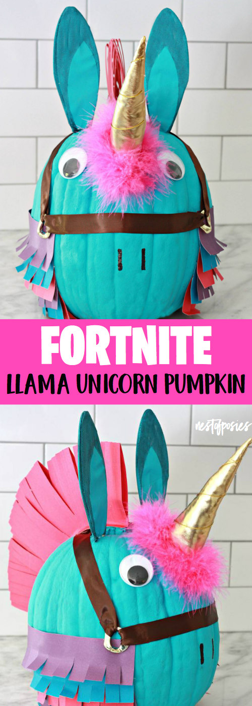 DIY Fortnite Llama Unicorn Pumpkin