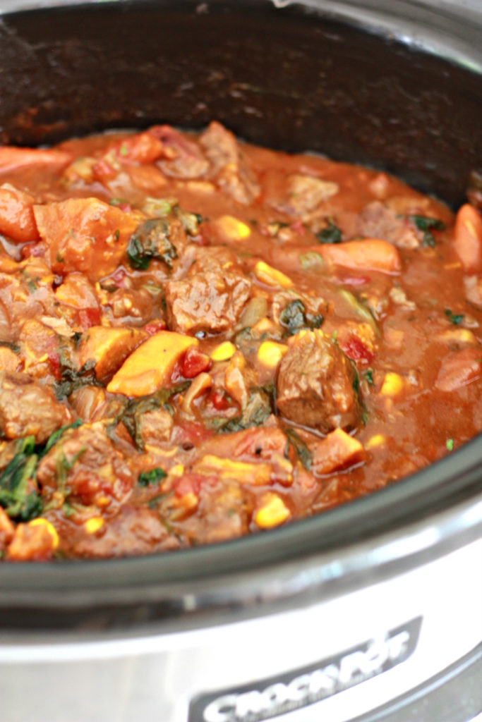 Slow Cooker Sweet Potato and Spinach Beef Stew