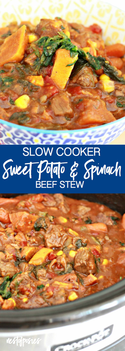 Slow Cooker Sweet Potato and Spinach Beef Stew