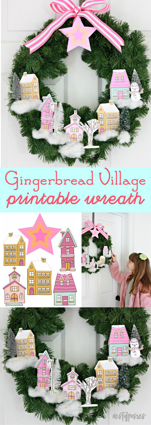 Gingerbread Village Printable Wreath