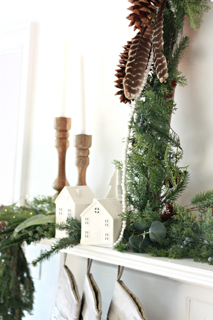 DIY Evergreen Frame Christmas Mantel