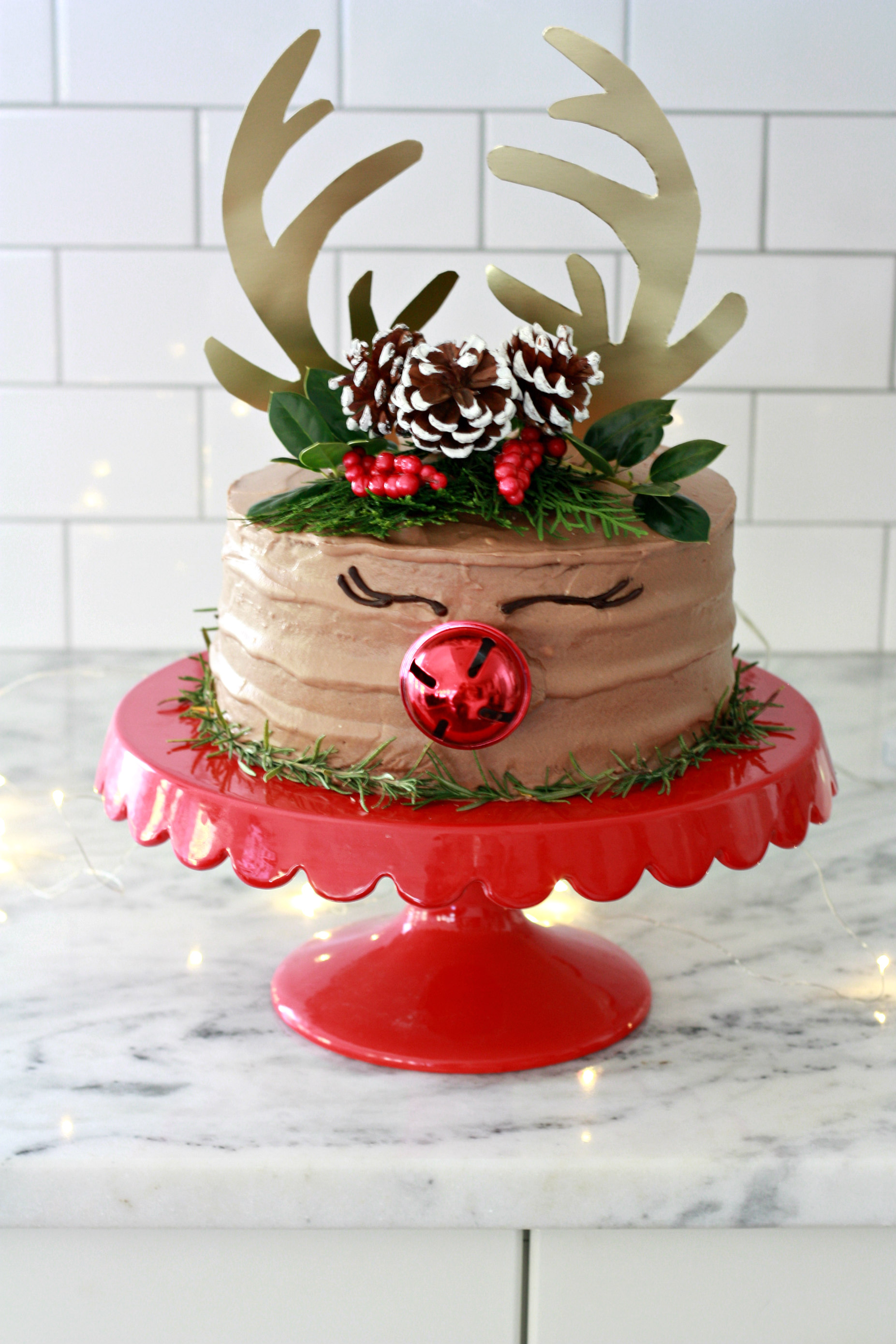 Reindeer Antler Cake Decor Kit Topper Glitter Gold For Christmas Birthday Party 