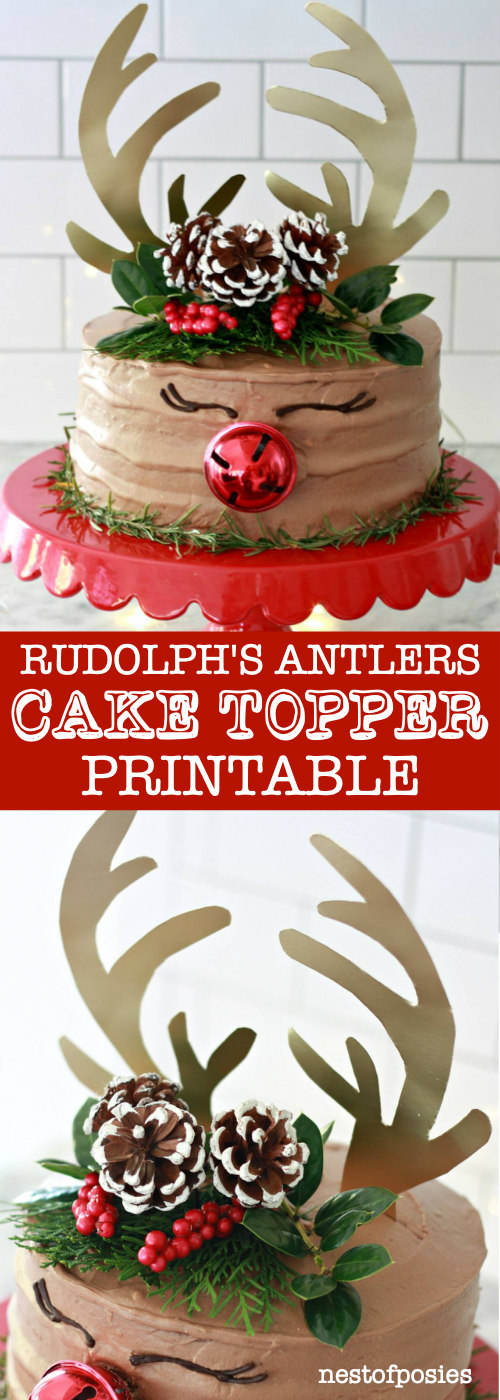 Rudolph Antler Cake Topper Printable