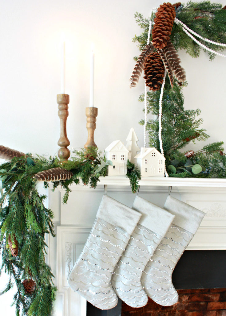 DIY Evergreen Frame Christmas Mantel