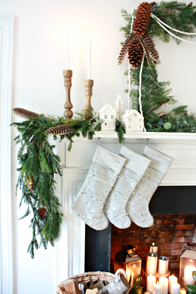 DIY Evergreen Frame Christmas Mantel