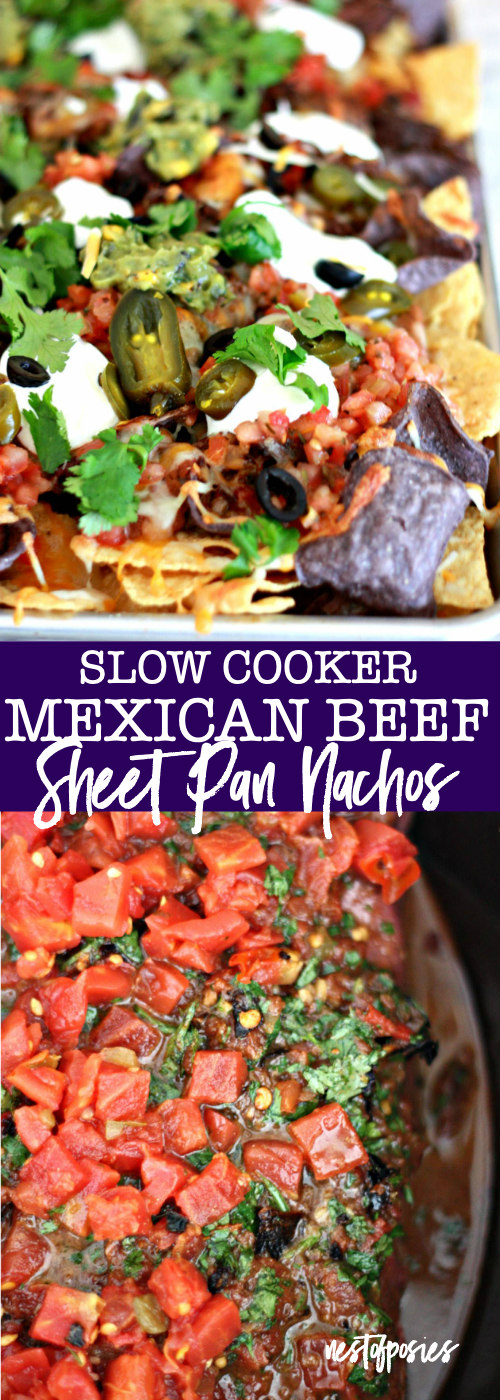 Slow Cooker Mexican Beef Sheet Pan Nachos