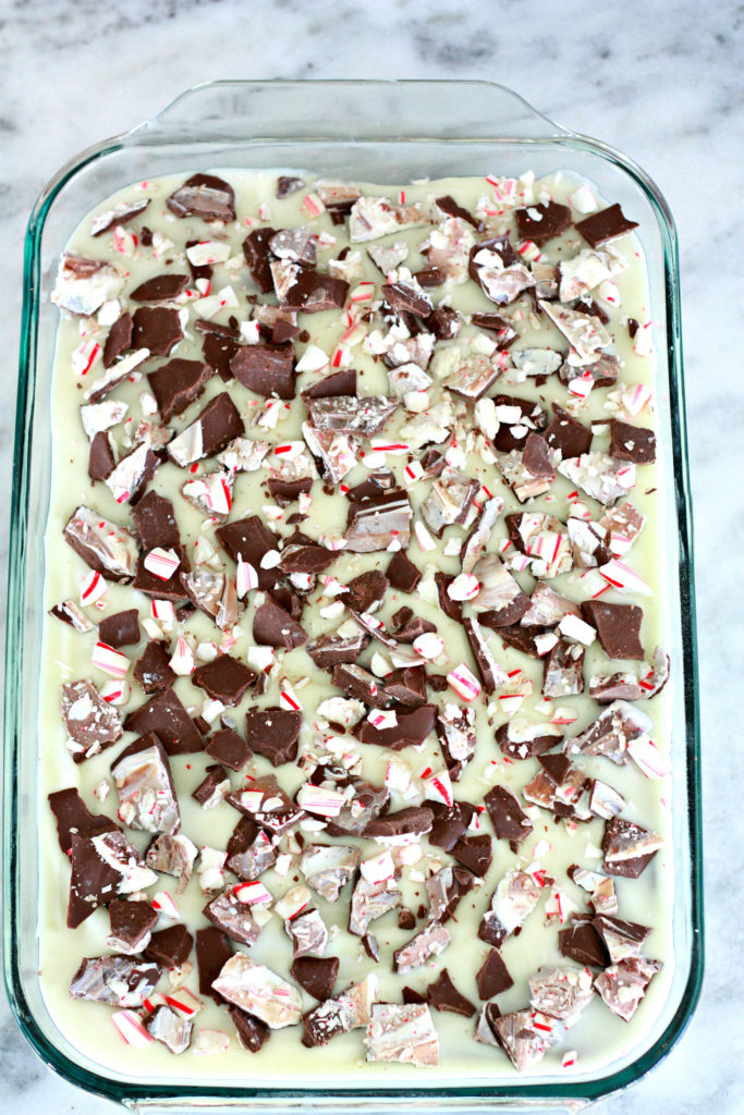Peppermint Bark Cream Cheese Topped Fudgy Brownies