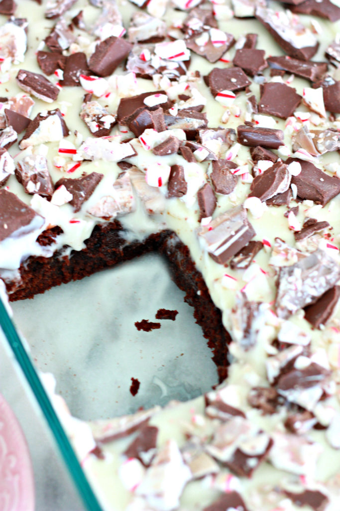 Peppermint Bark Cream Cheese Topped Fudgy Brownies