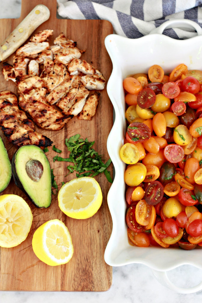 Summer Caprese Chicken Avocado Salad