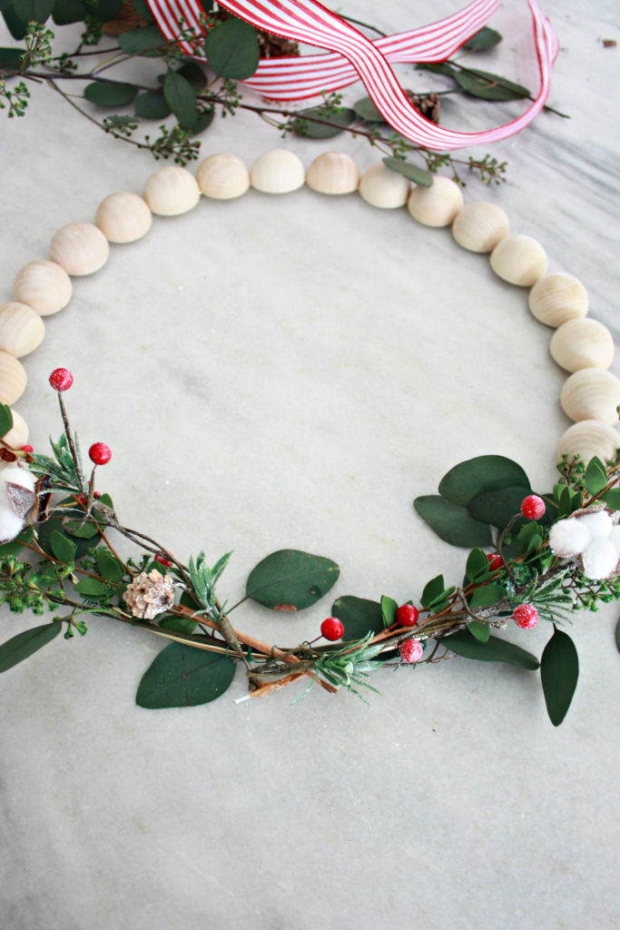 Wooden Ball Hoop Christmas Wreath