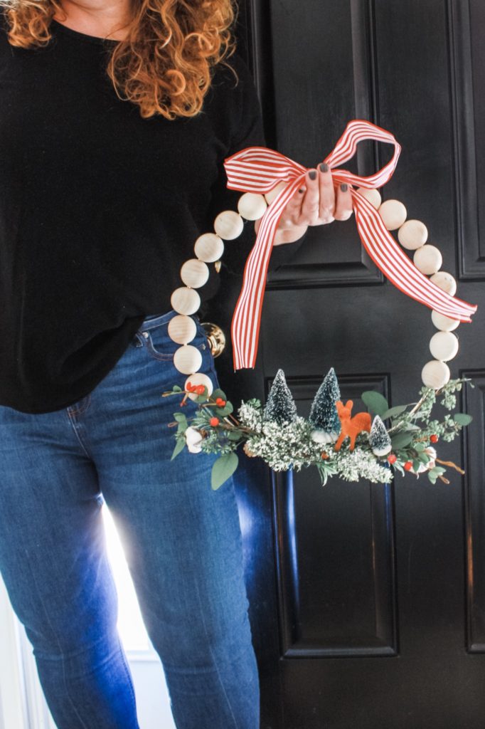 Wooden Ball Hoop Christmas Wreath