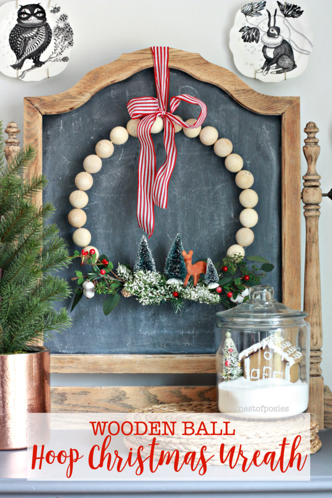 Wooden Ball Hoop Christmas Wreath