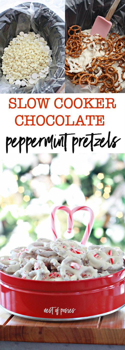 Slow Cooker Chocolate Peppermint Pretzels