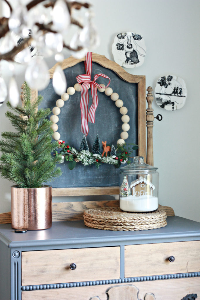 Wooden Ball Hoop Christmas Wreath