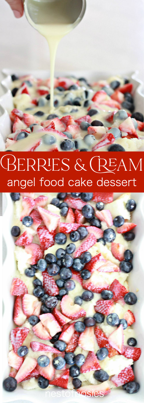 Berries and Cream Angel Food Cake Dessert