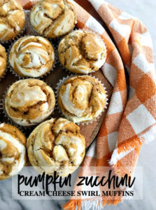 Pumpkin Zucchini Cream Cheese Swirl Muffins