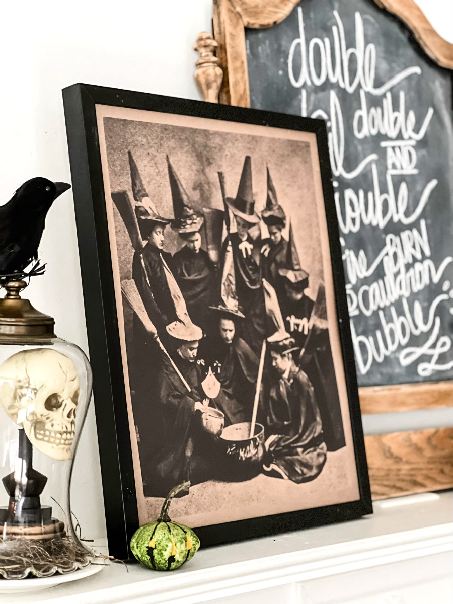 Double Toil Witch Halloween Mantel